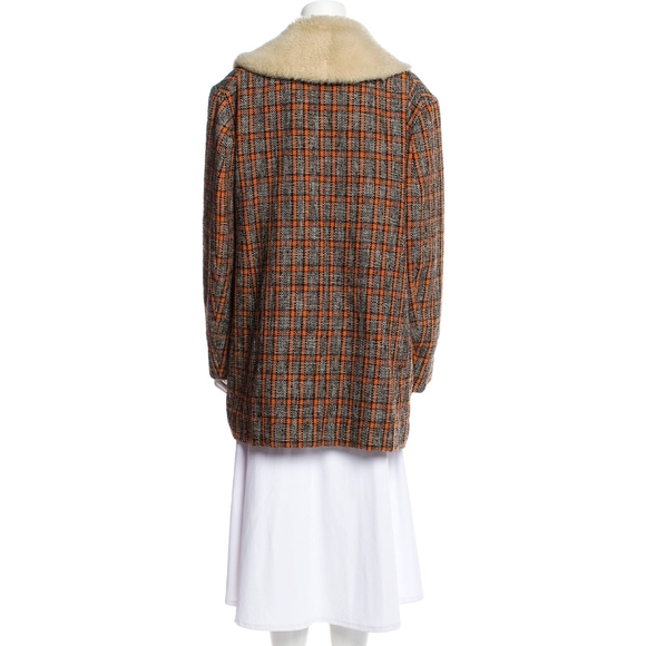 Marni Shearling Wool Check Plaid Toggle Coat - Picture 14 of 14